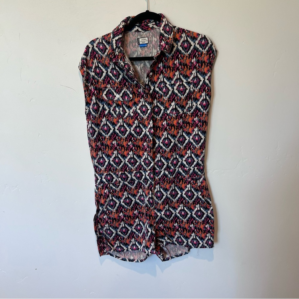 Kavu Women’s Tribal Romper Size Medium Boho Multicolor Tencel with Pockets